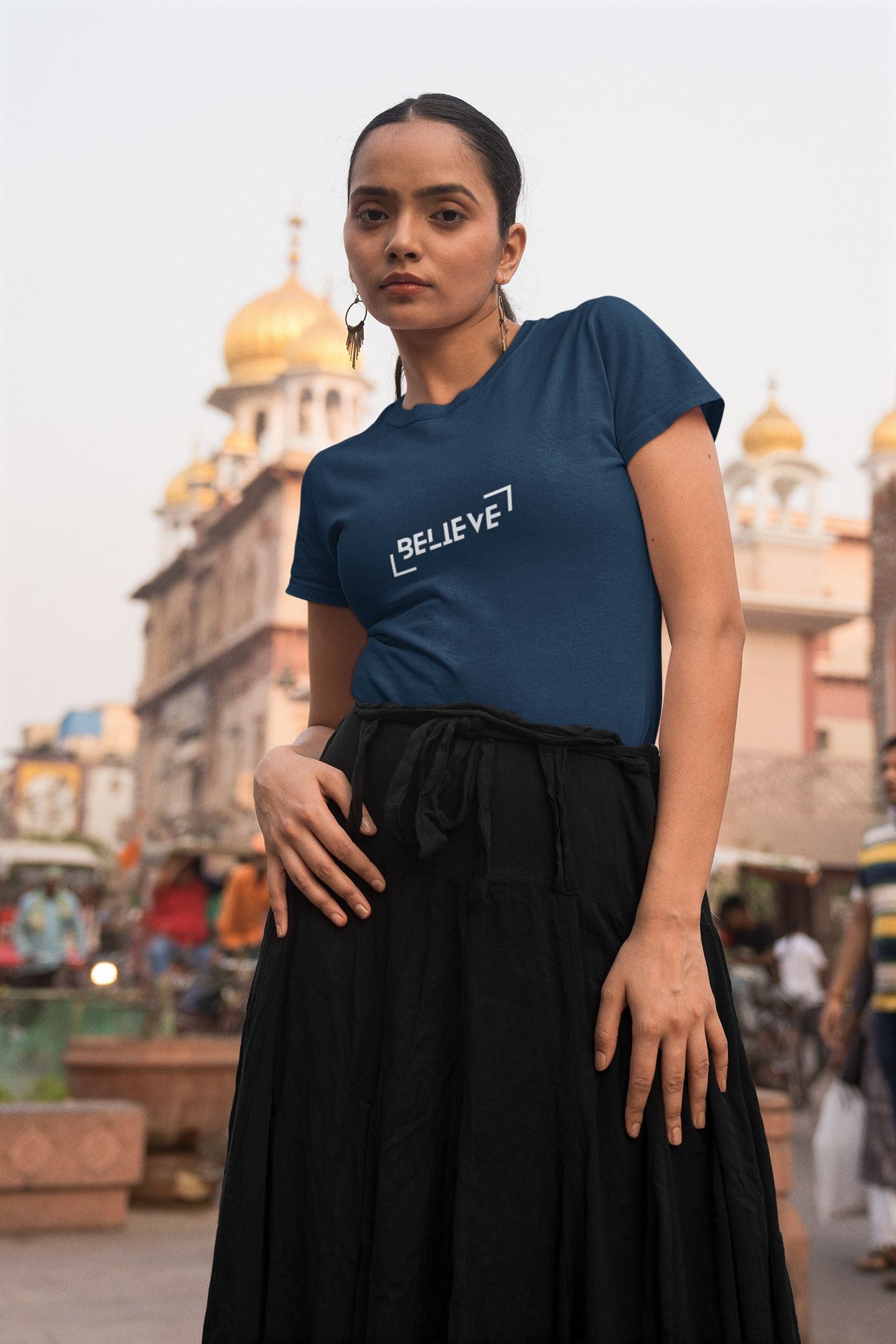 'Believe' Classic round neck half sleeves cotton T-shirts.