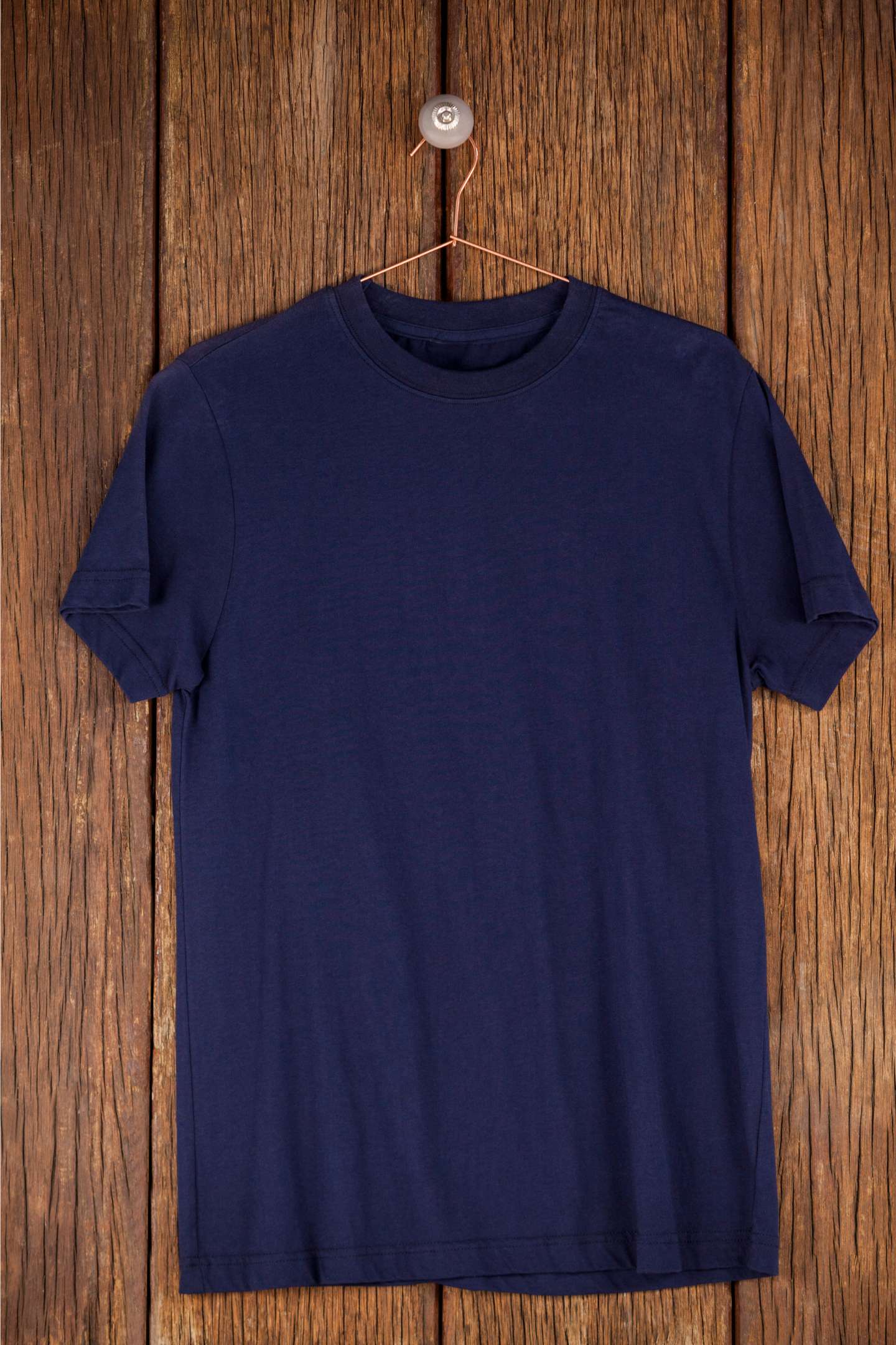 Solid Navy blue & white Classic round neck half sleeves cotton T-shirts.