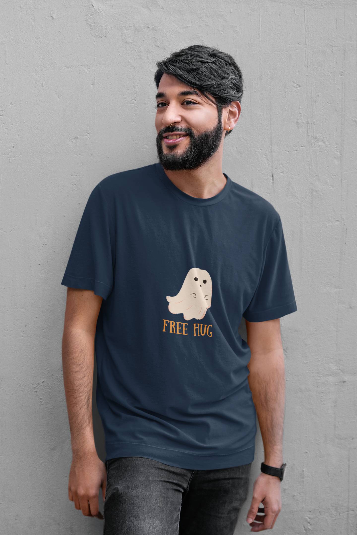 "Free Hug" Classic round neck half sleeves cotton T-shirts.