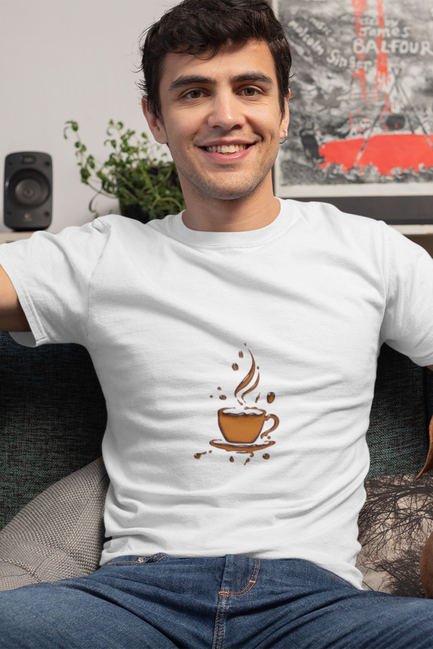 'Coffee Aroma' Classic round neck half sleeves cotton T-shirts.