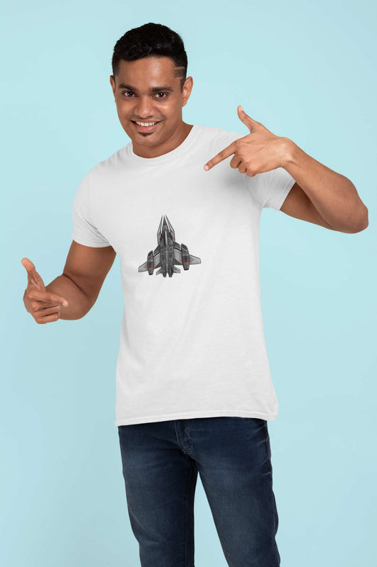 'Interstellar Spaceship' Classic round neck half sleeves cotton T-shirts.