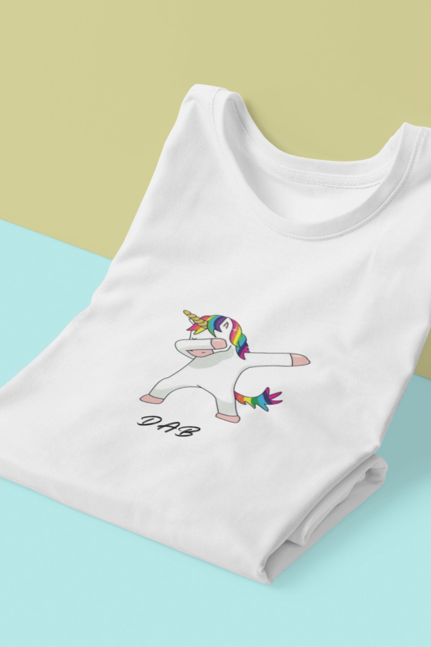 "Unicorn Dabbing" Classic round neck half sleeves cotton T-shirts.