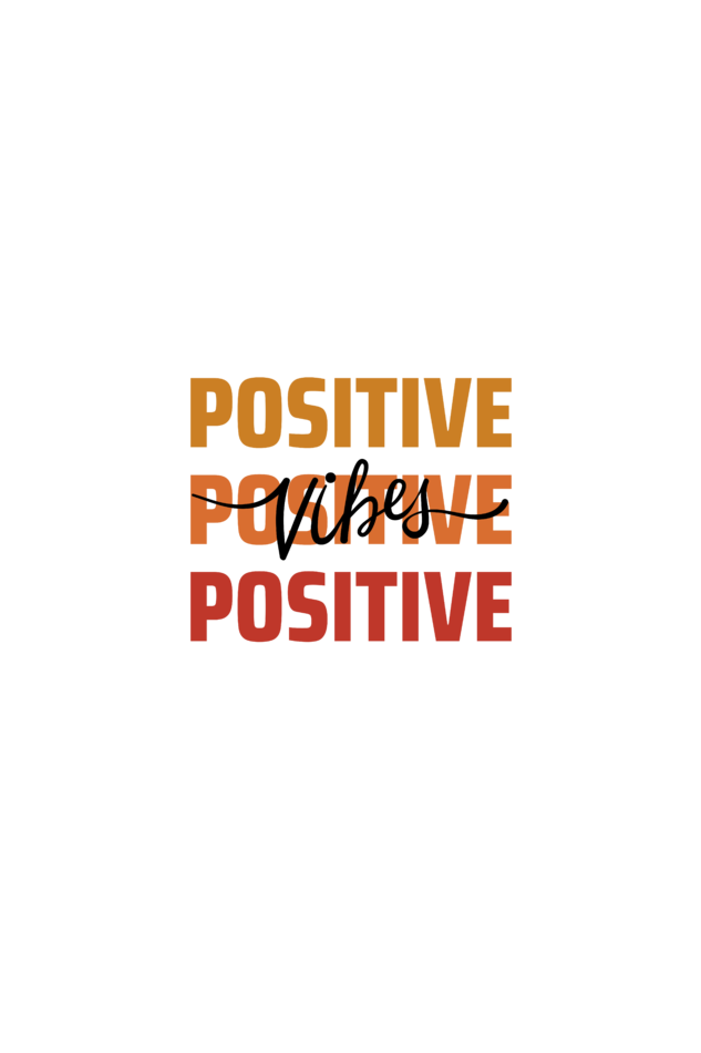 'Positive Vibes' Classic round neck half sleeves cotton T-shirts.