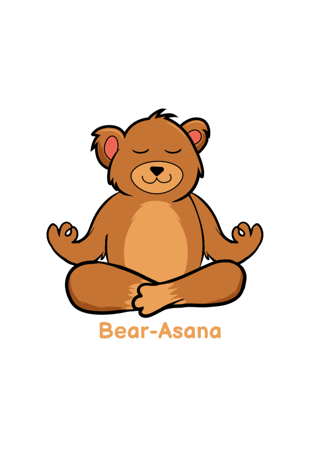 Bear-asana Classic round neck half sleeves cotton T-shirts.