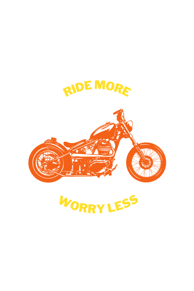 "Ride More, Worry Less" Classic Round Neck Cotton T-Shirt with Half Sleeves.