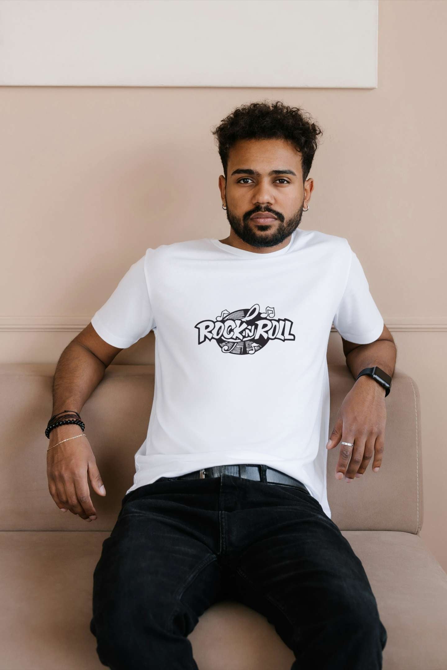 'Rock and Roll' Classic round neck half sleeves cotton T-shirts.