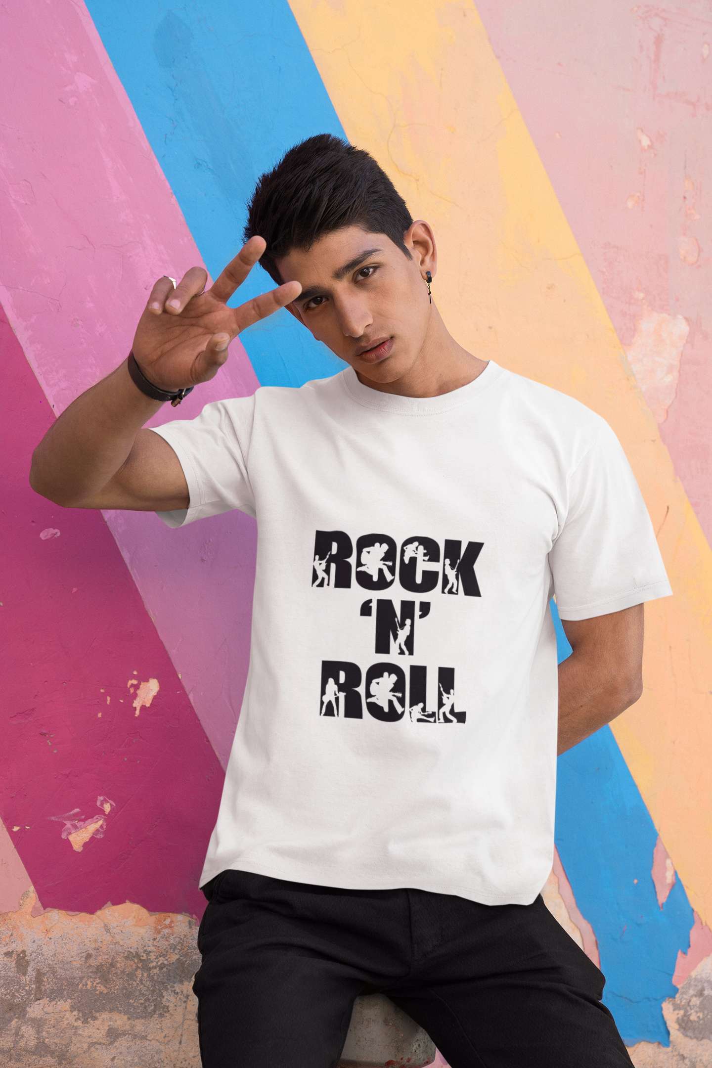 Rock and Roll Classic round neck half sleeves cotton T-shirts.