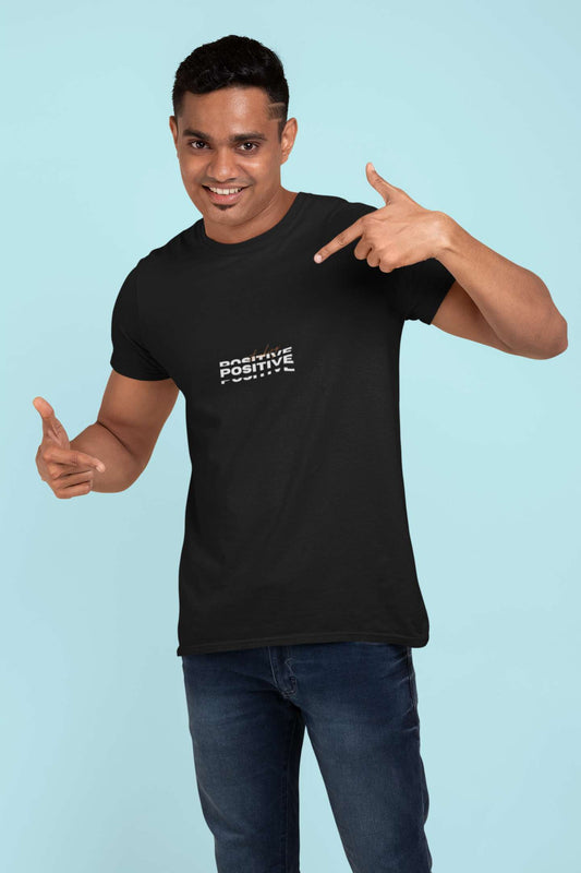 'Thinking Positive' Classic round neck half sleeves cotton T-shirts.