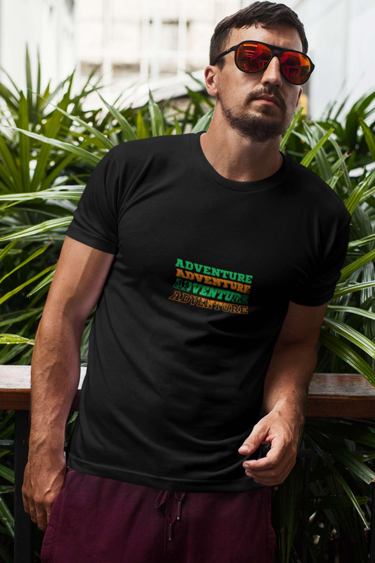 "Adventure" Classic round neck half sleeves cotton T-shirts.