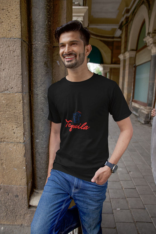 "Enjoy" Classic round neck half sleeves cotton T-shirts.