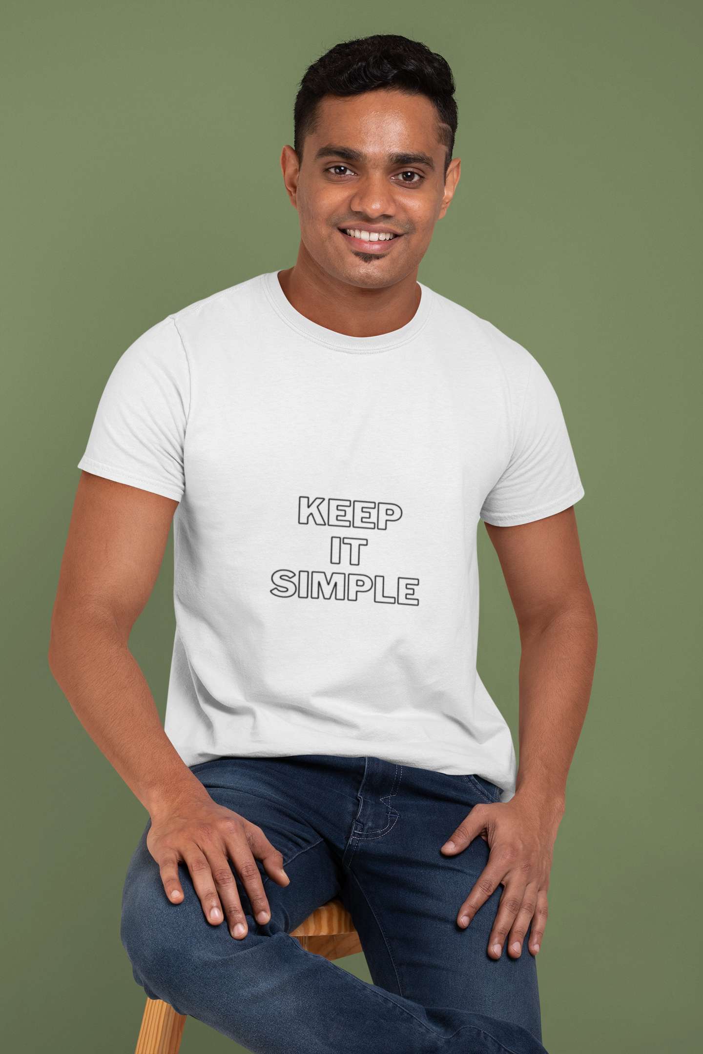 "Keep It Simple" Classic round neck half sleeves cotton T-shirts.