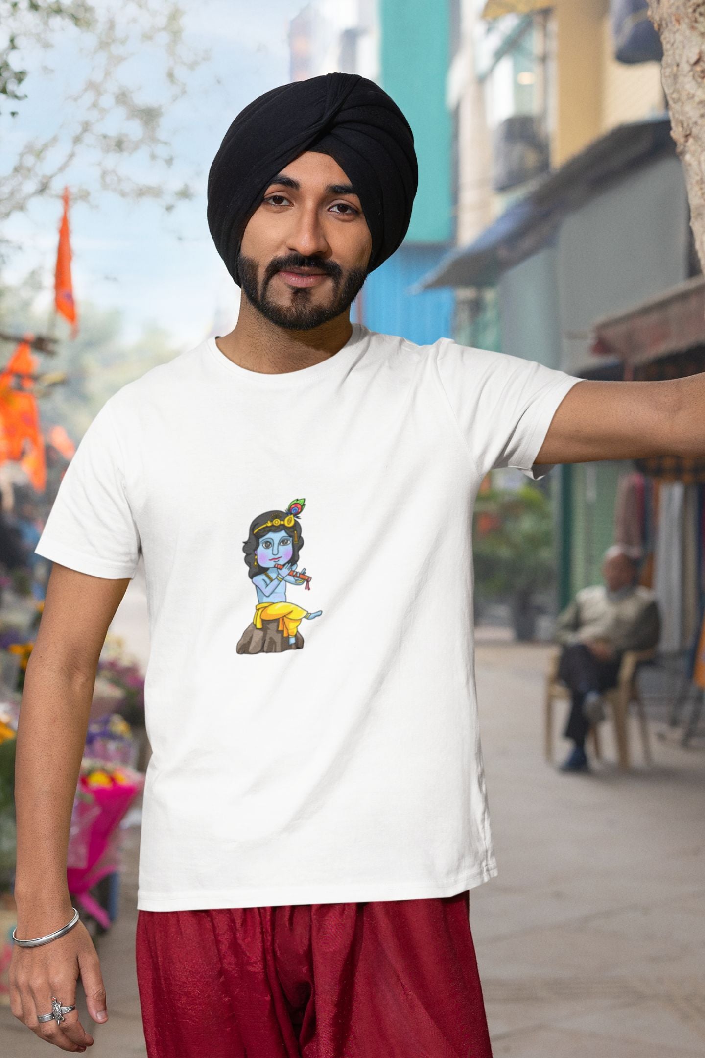 "Bal Krishna" Classic round neck half sleeves cotton T-shirts.