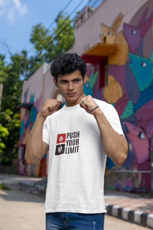 'Push Your Limit' Classic round neck half sleeves cotton T-shirts.