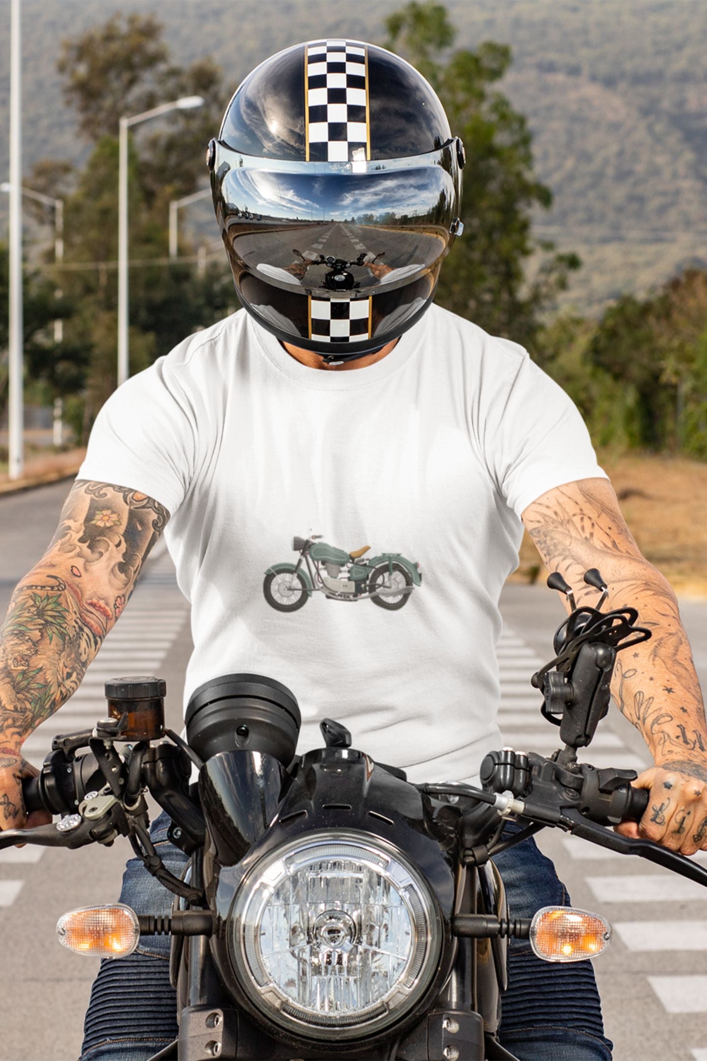 "Classic Bullet Bike" round neck half sleeves cotton T-shirts.