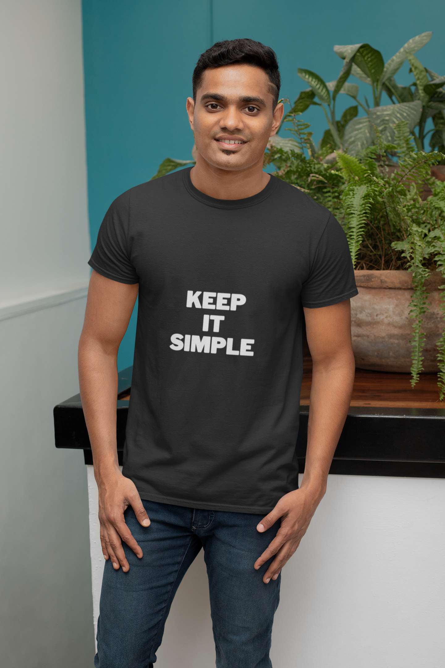 "Keep it simple." Classic round neck half sleeves cotton T-shirts.