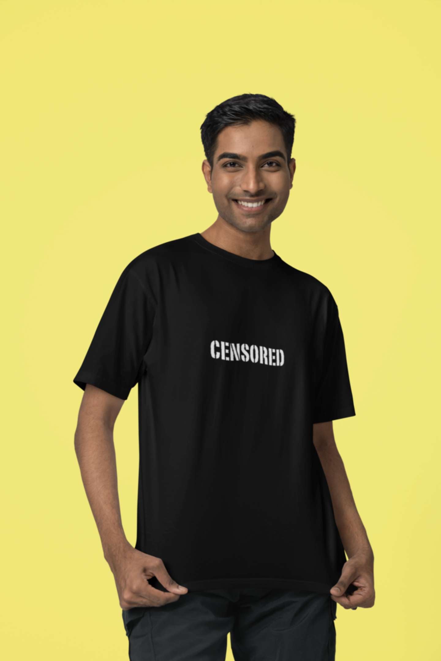 "CENSORED" Classic round neck half sleeves cotton T-shirts.