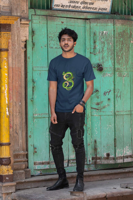 'Dragon' Classic round neck half sleeves cotton T-shirts.