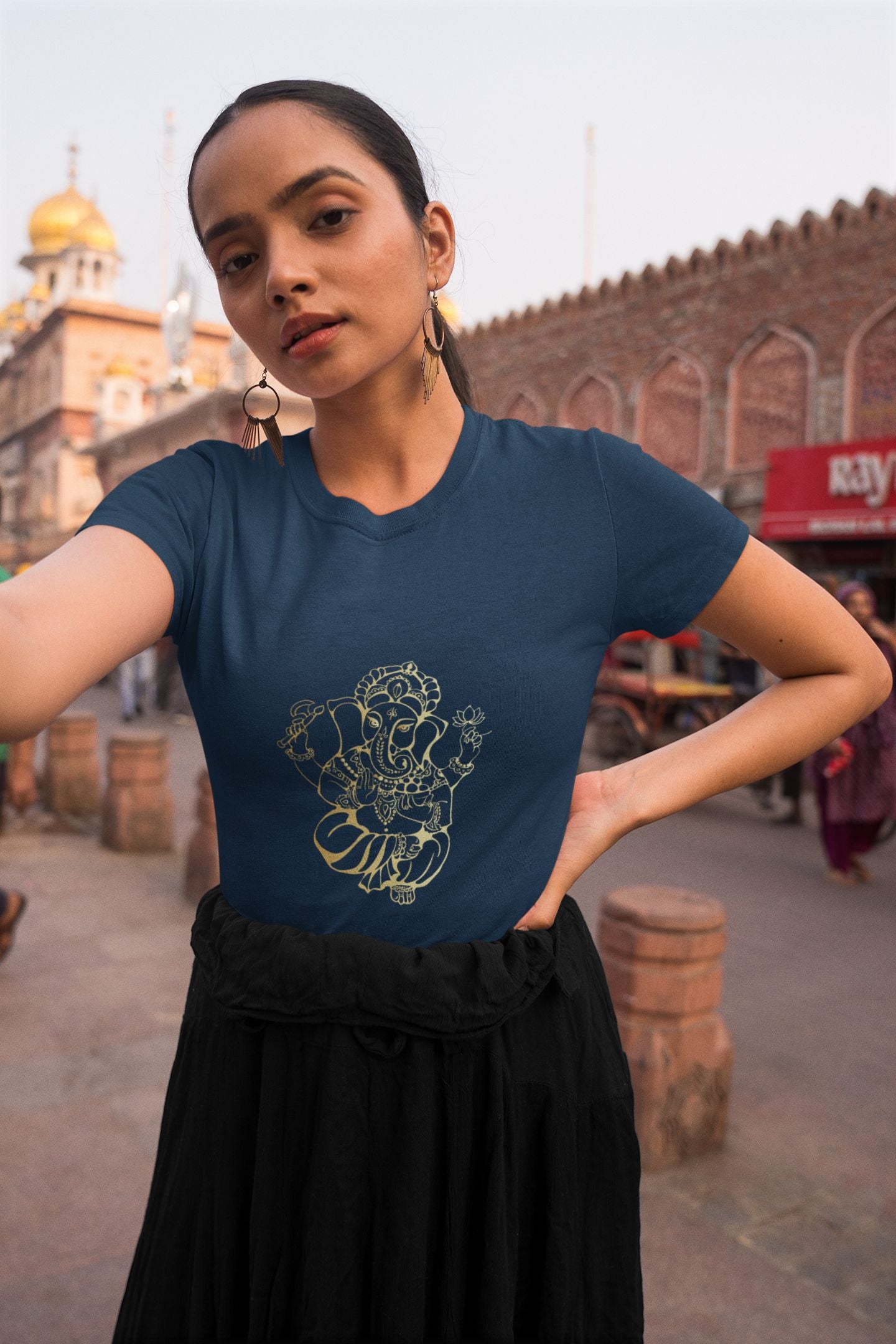 Lord Ganesh Classic round neck half sleeves cotton T-shirts.