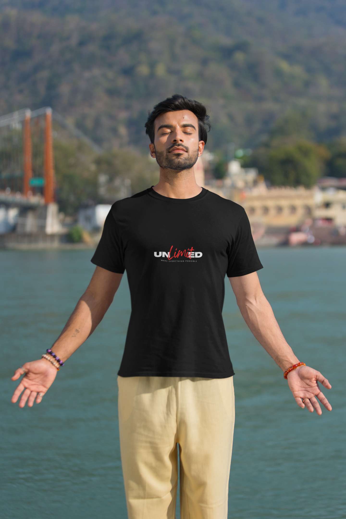 "Unlimited" Classic round neck half sleeves cotton T-shirts.