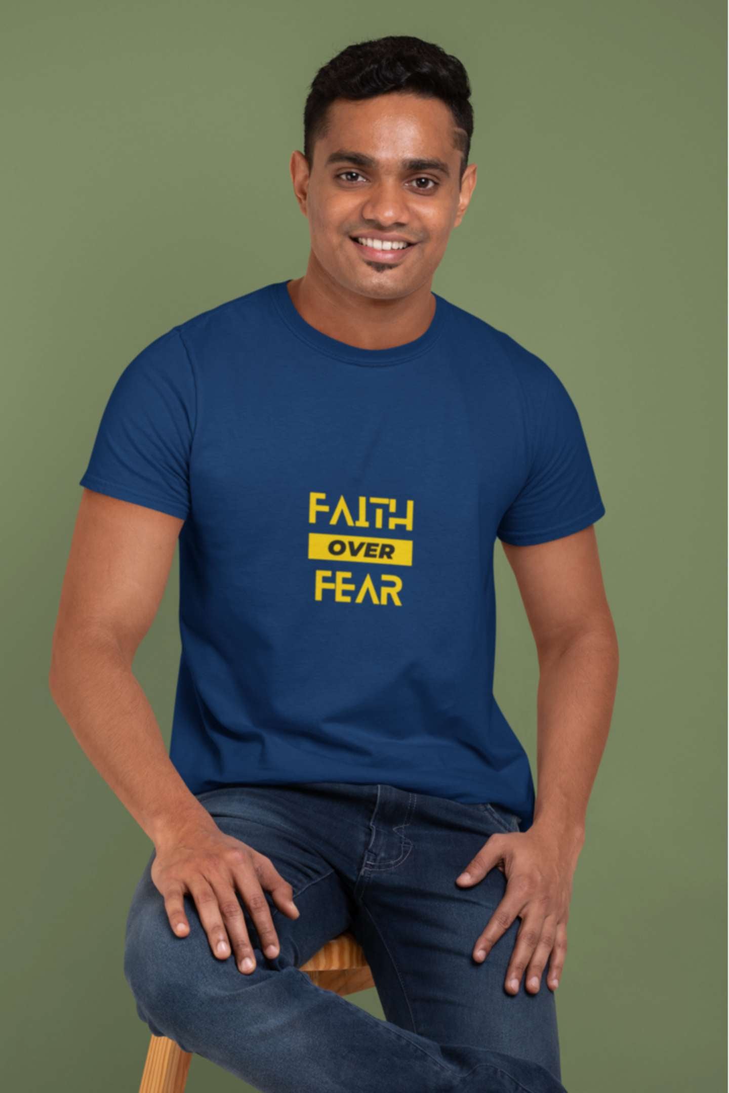 'Faith' Classic round neck half sleeves cotton T-shirts.