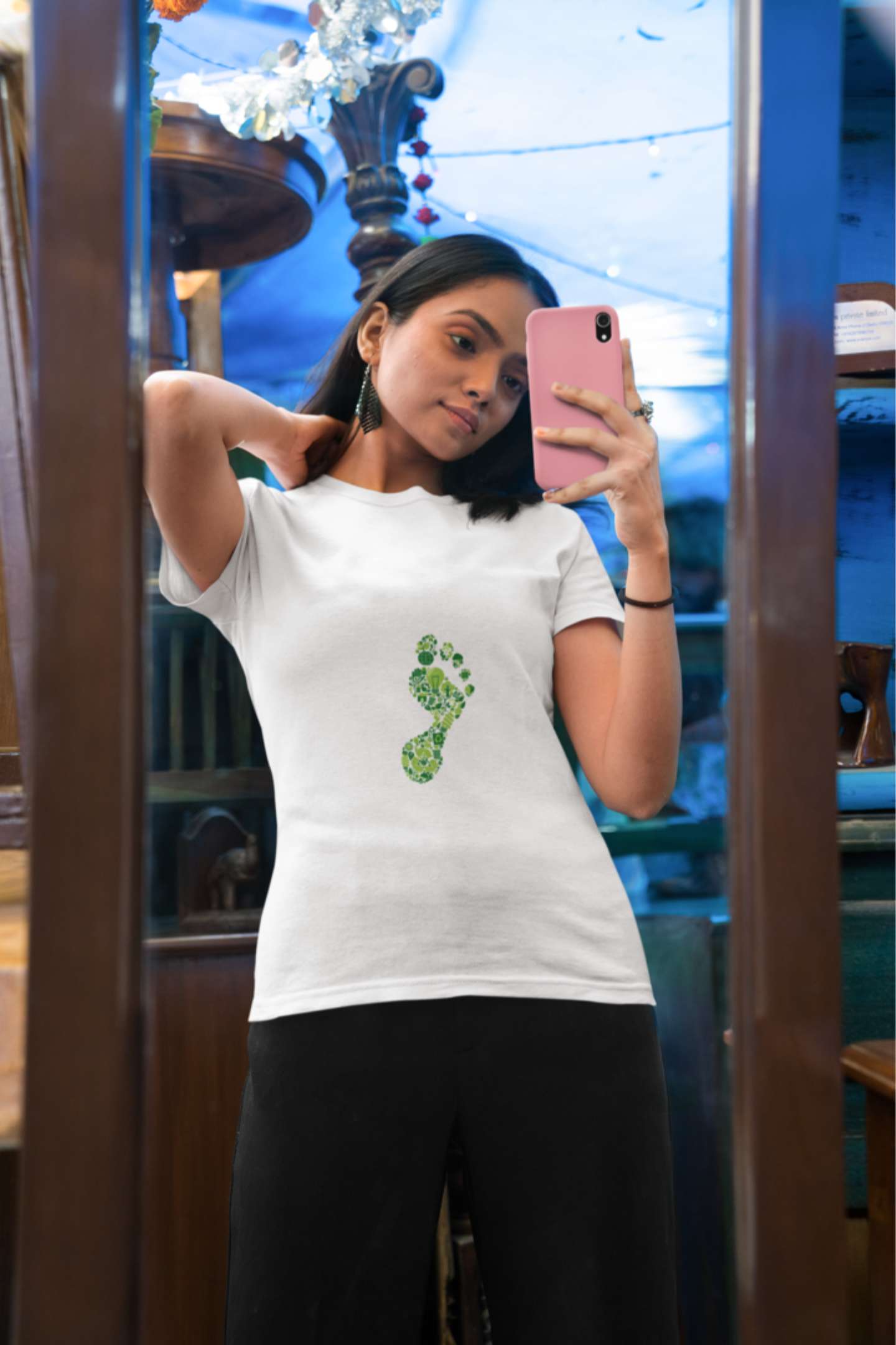 'Footprint' Classic round neck half sleeves cotton T-shirts.