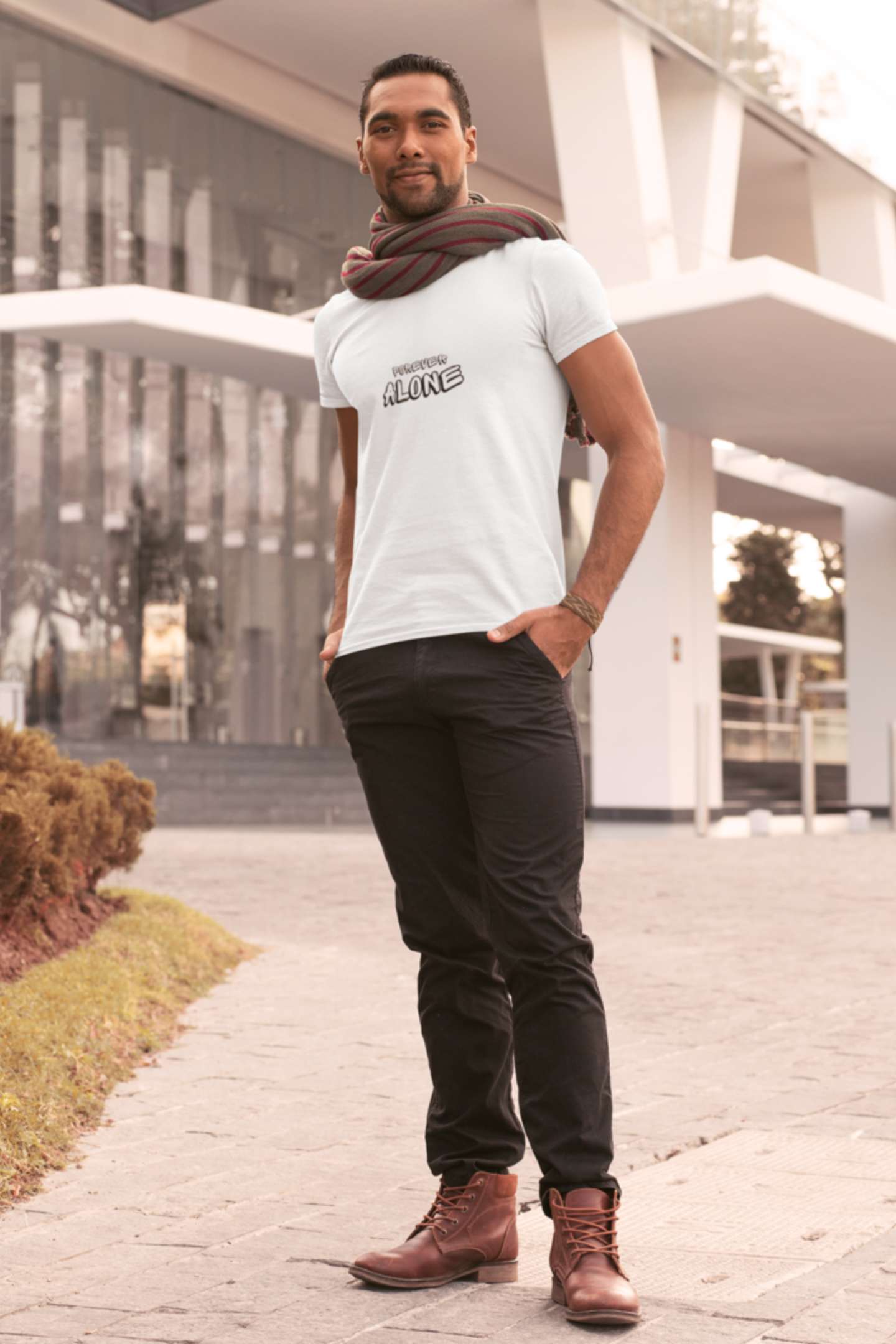 'Forever Alone' Classic round neck half sleeves cotton T-shirts.