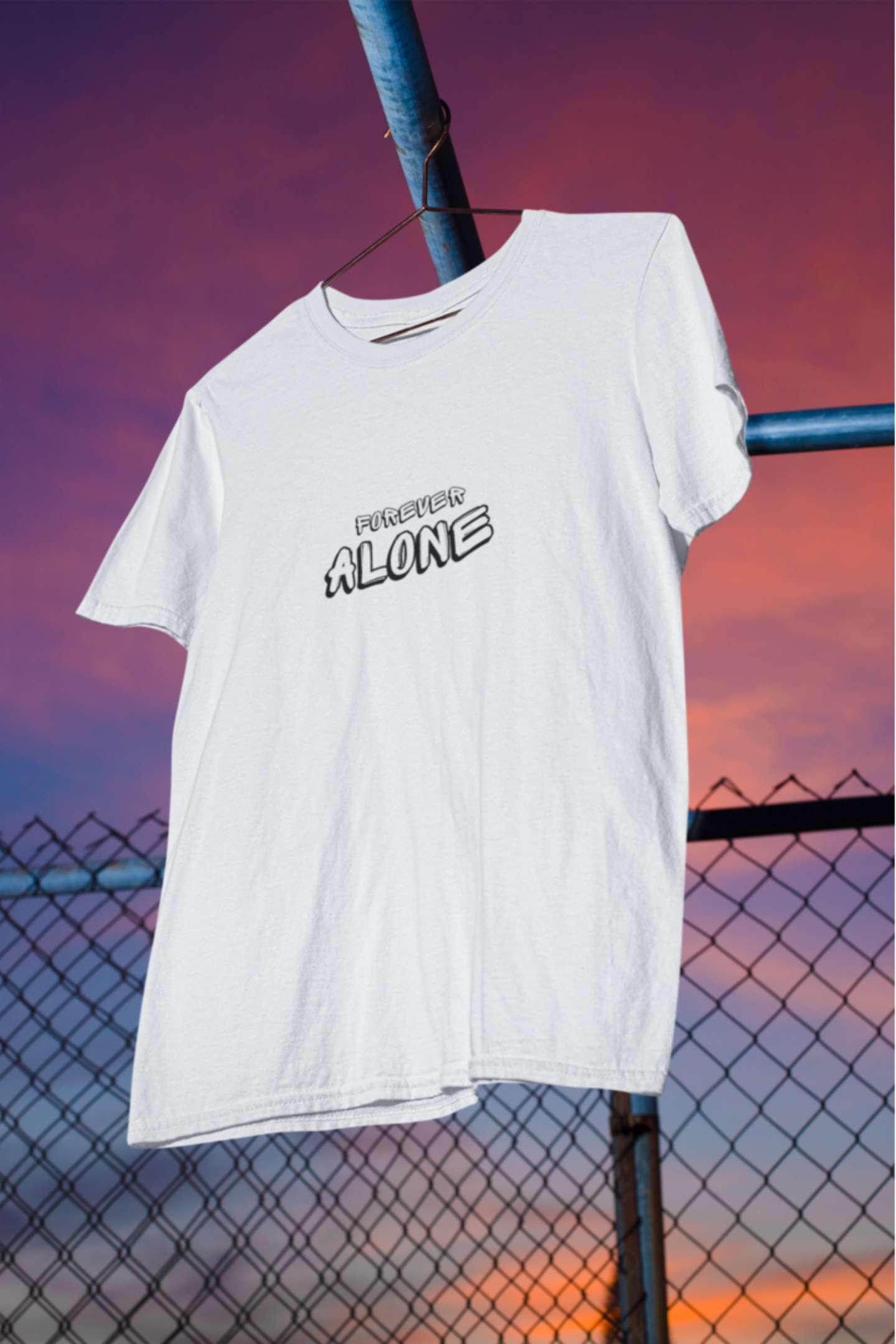 'Forever Alone' Classic round neck half sleeves cotton T-shirts.