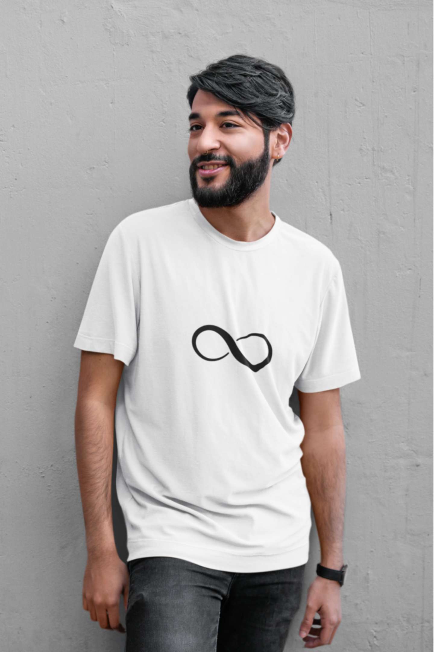 'Infinity' Classic round neck half sleeves cotton T-shirts.