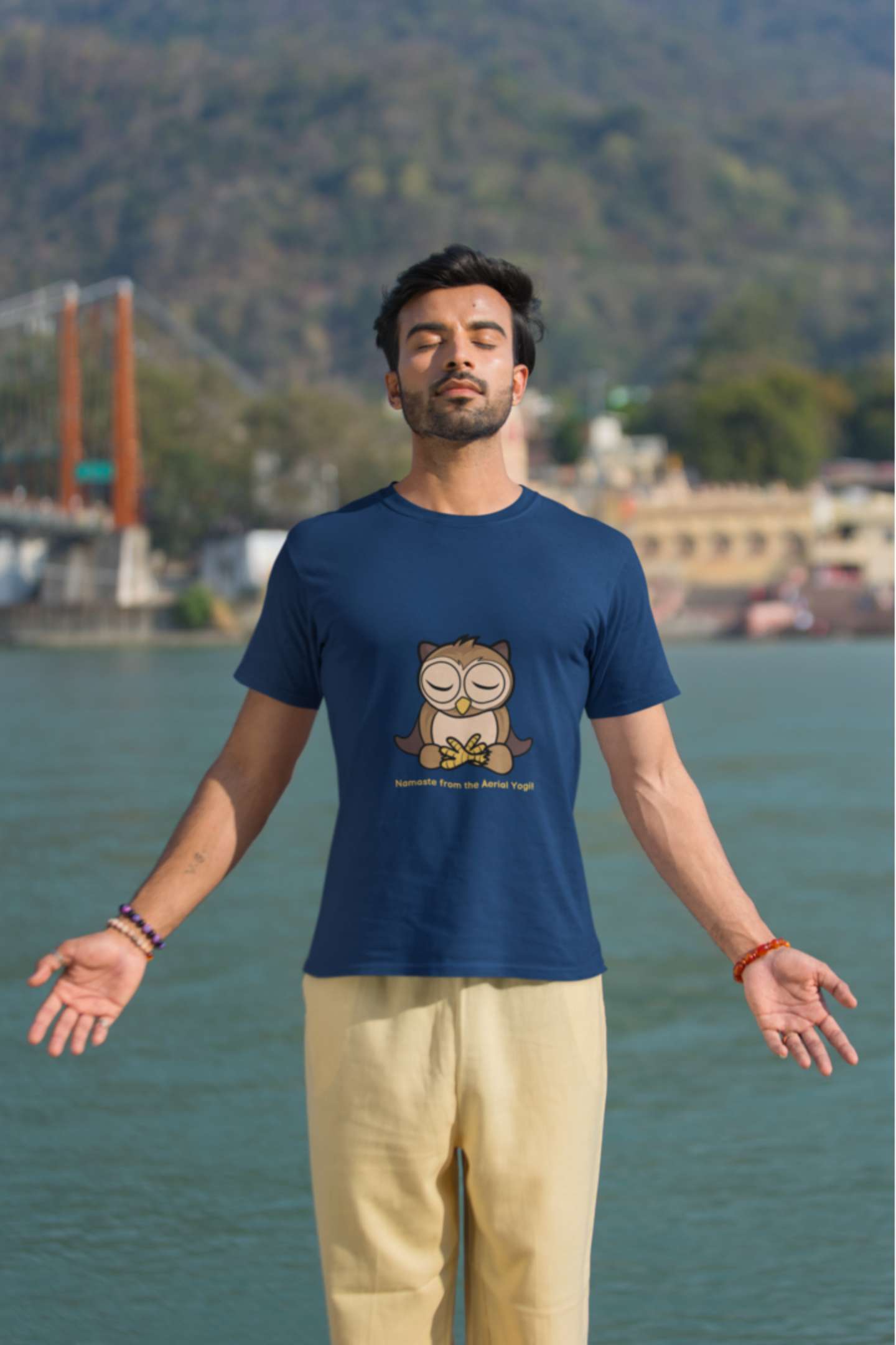 Aerial Yogi Classic round neck half sleeves cotton T-shirts.