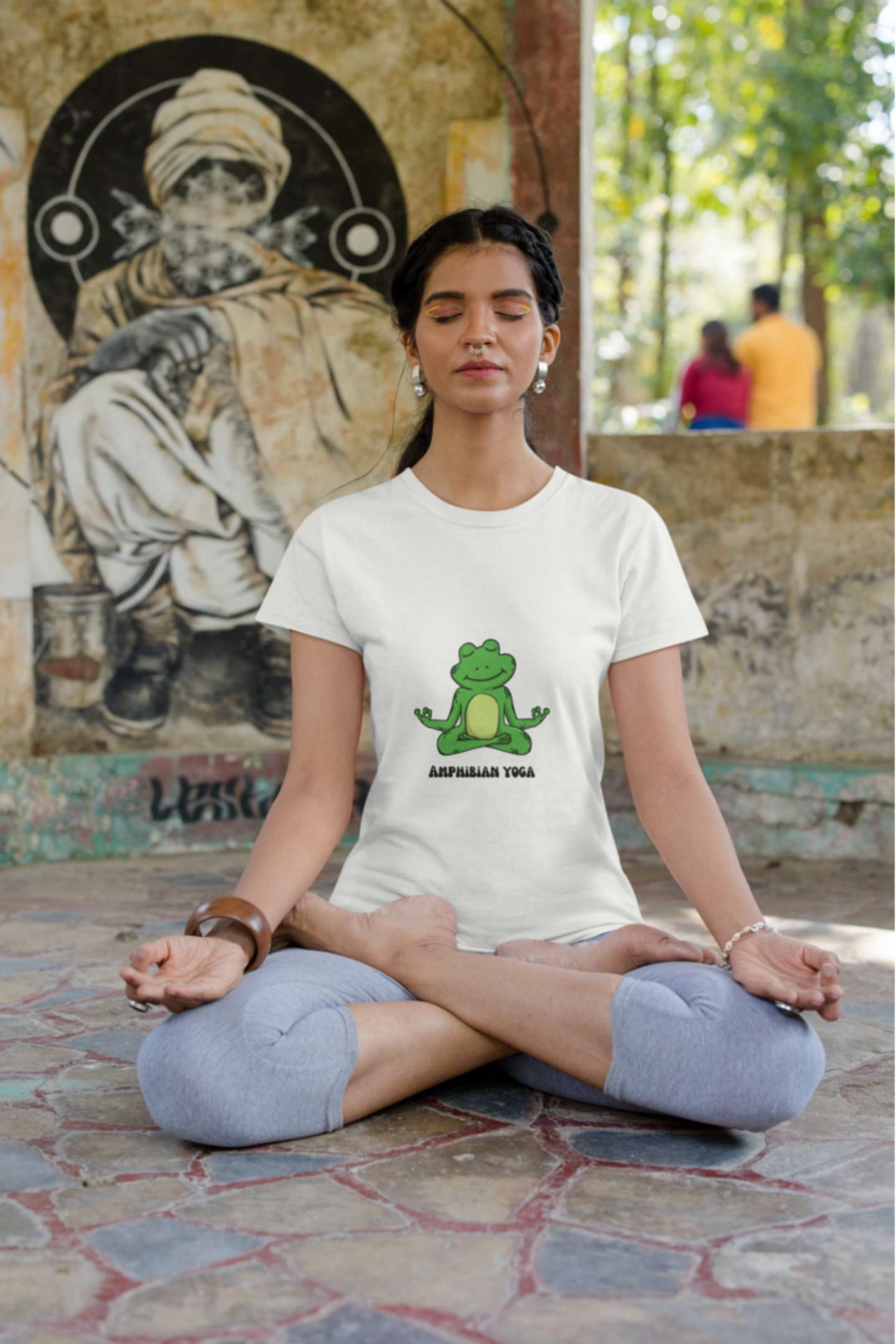 Amphibian Yoga Classic round neck half sleeves cotton T-shirts.