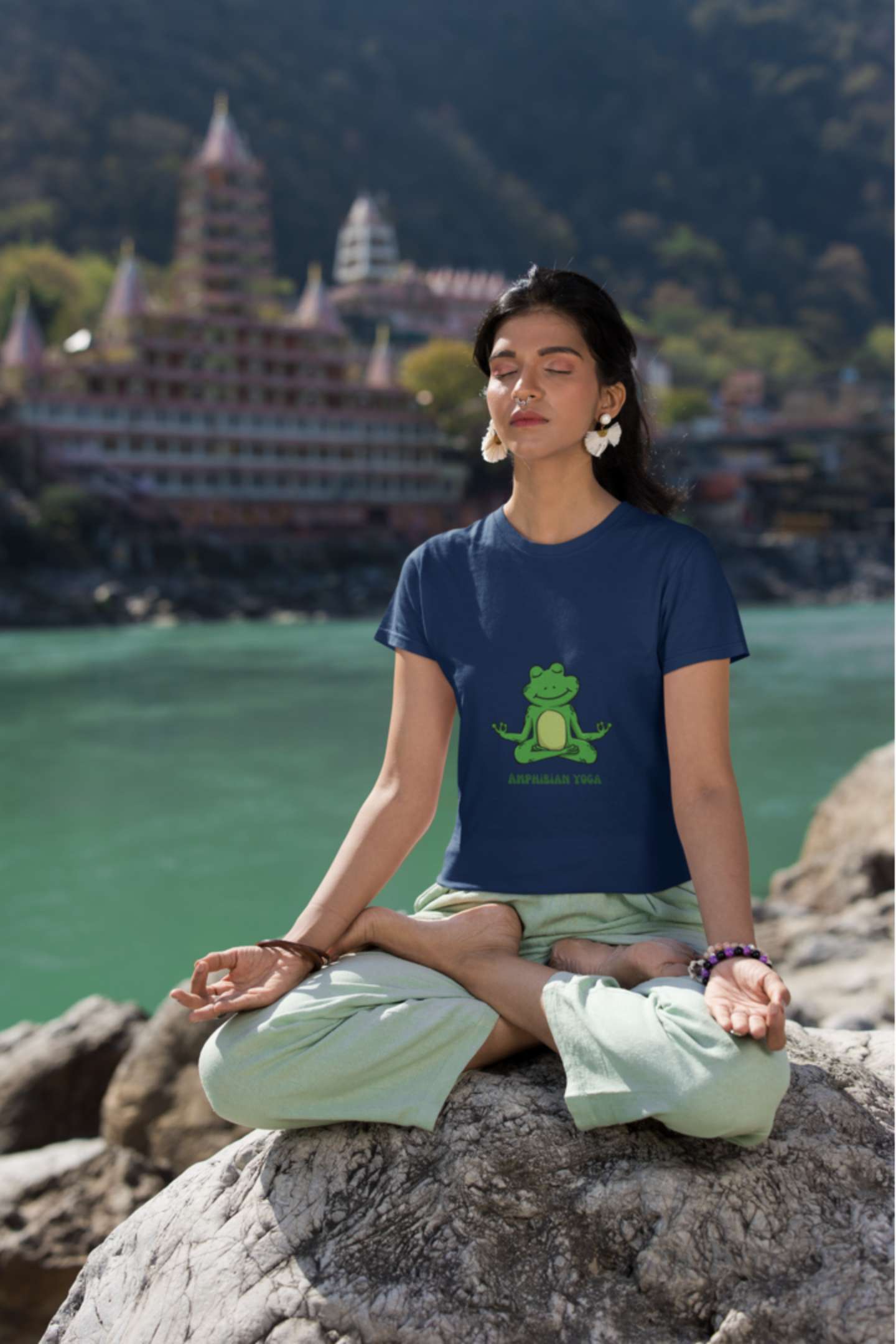 Amphibian Yoga Classic round neck half sleeves cotton T-shirts.