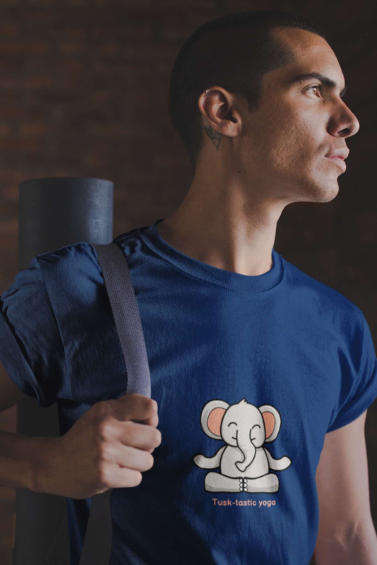 Tusk-tastic Yoga Classic round neck half sleeves cotton T-shirts.