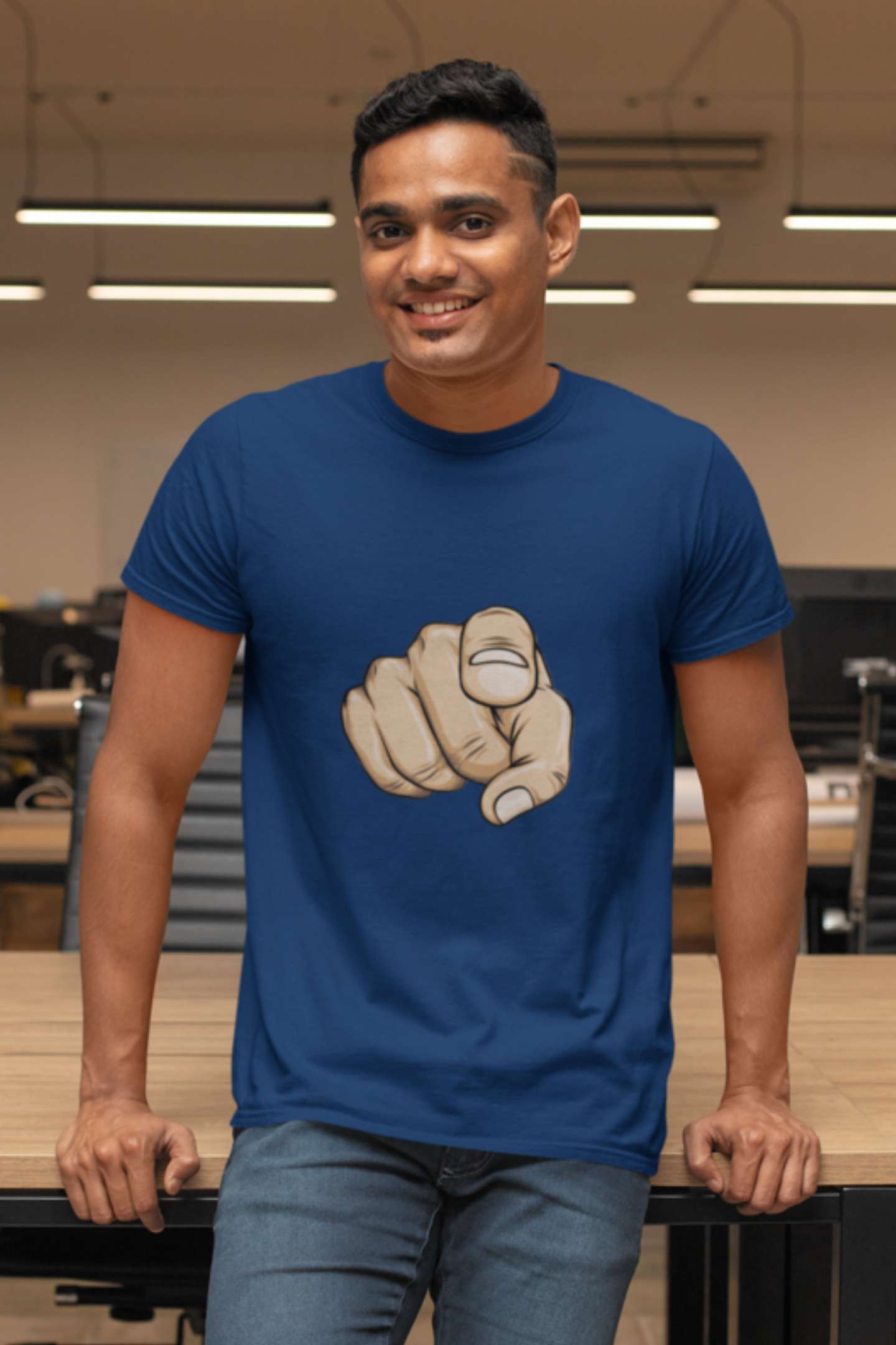 Finger Classic round neck half sleeves cotton T-shirts.