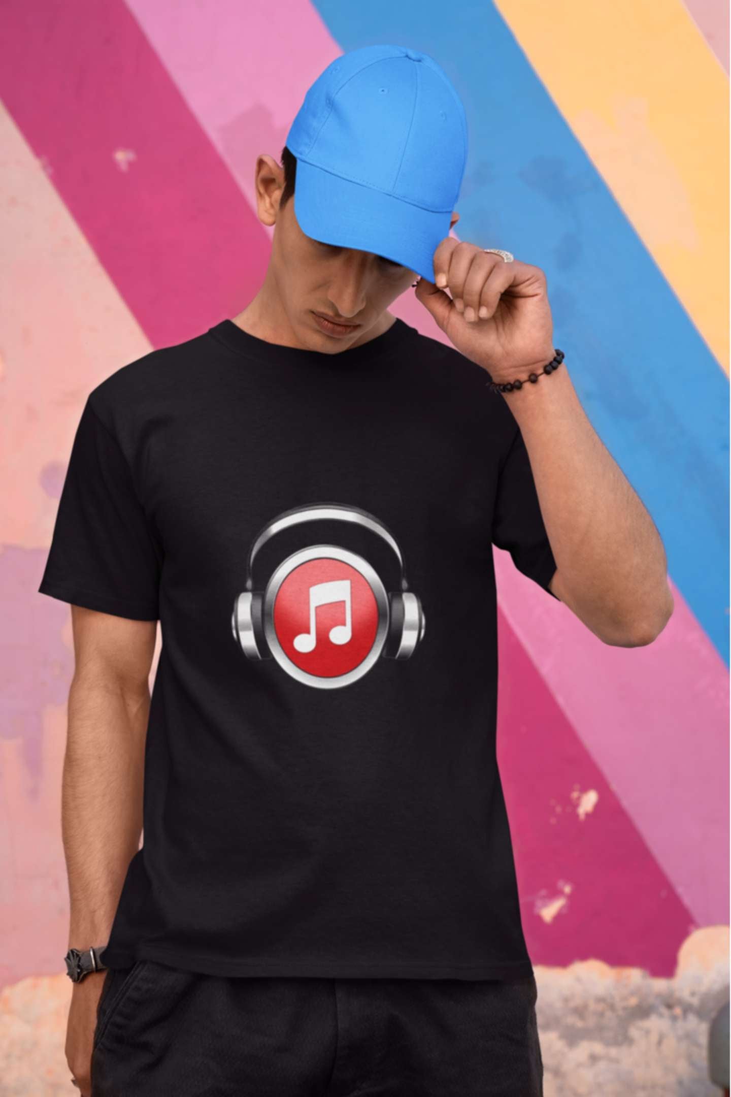 Music Classic round neck half sleeves cotton T-shirts.