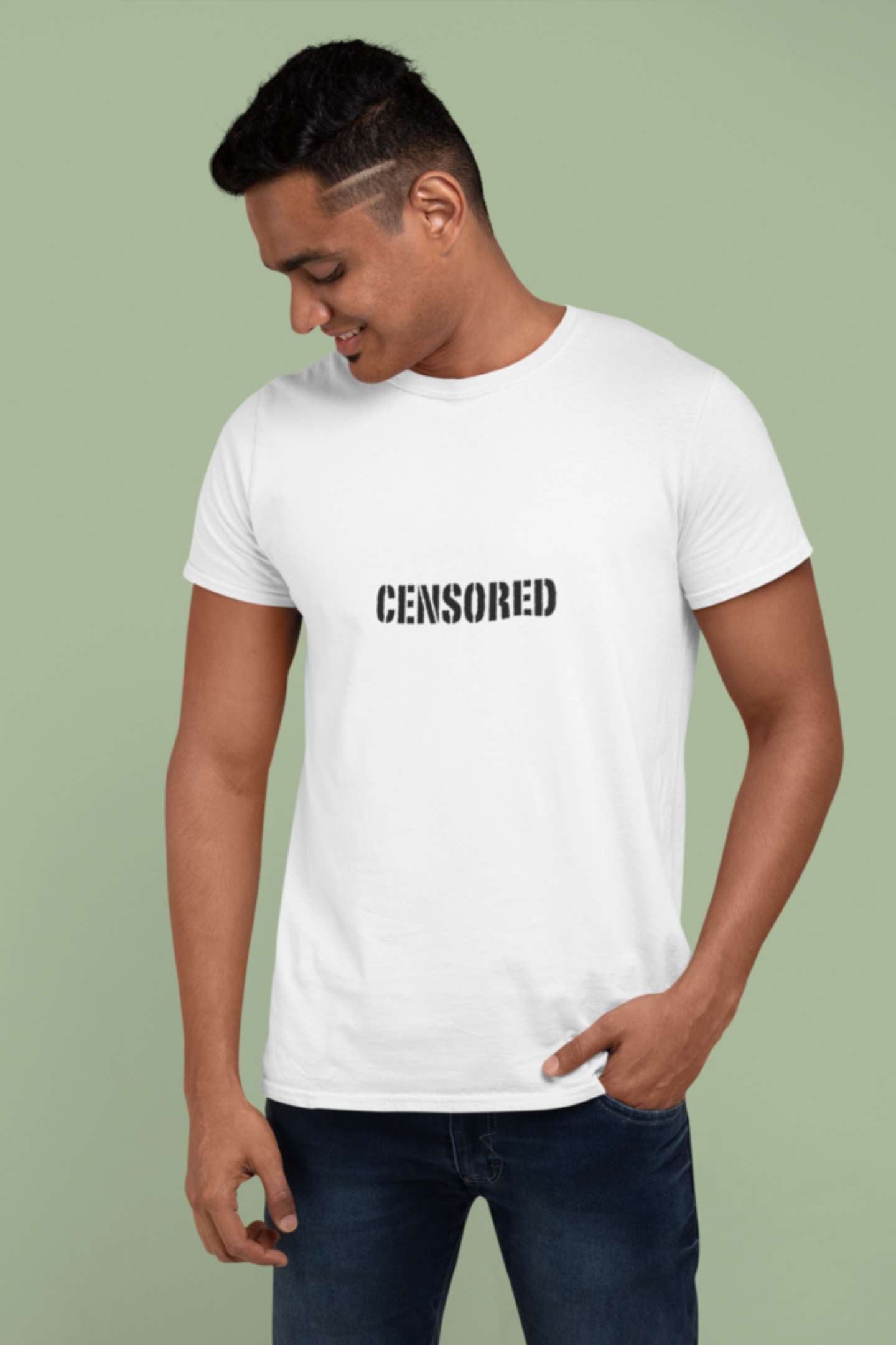 "CENSORED" Classic round neck half sleeves cotton T-shirts.