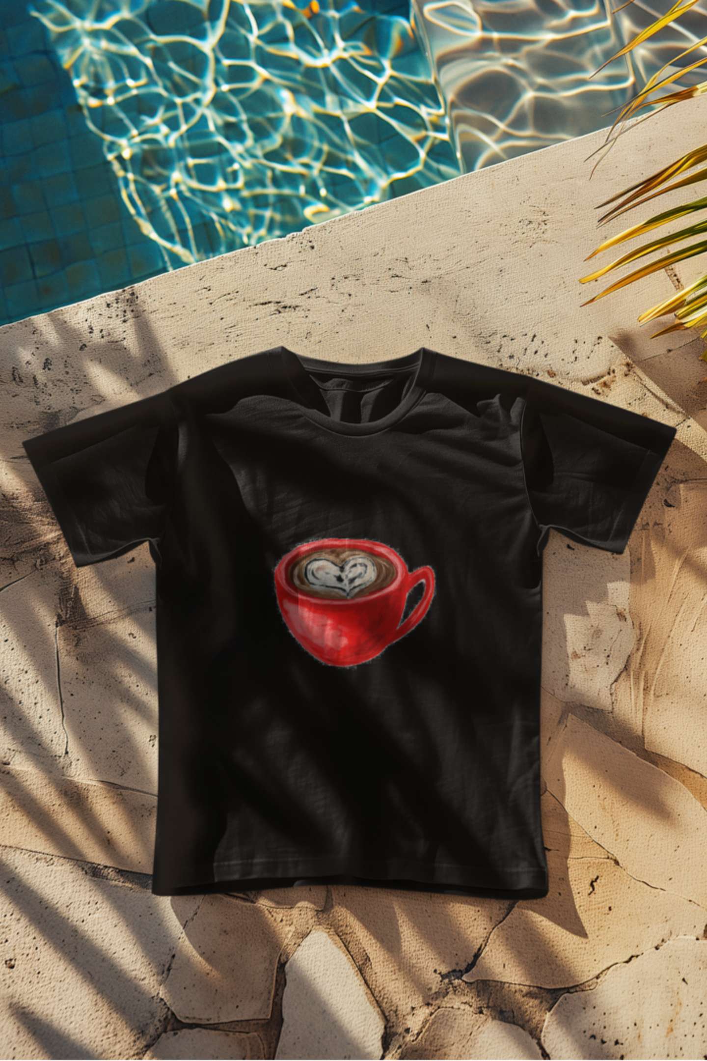 "Coffee Heart" Classic round neck half sleeves cotton T-shirts.