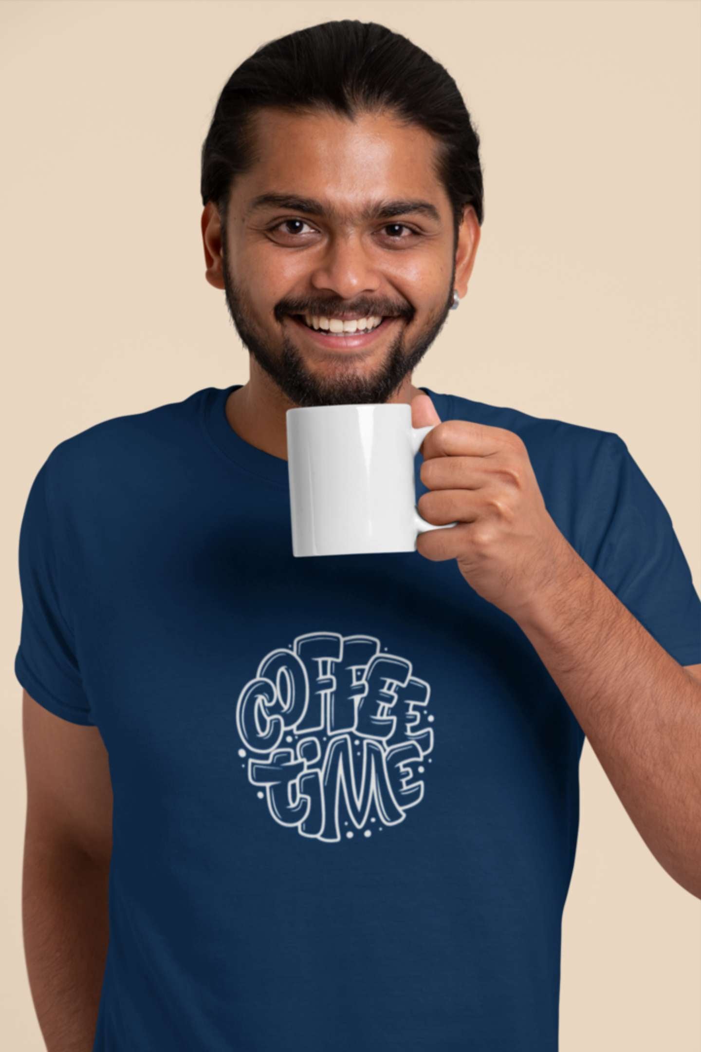 "Coffee Time" Classic round neck half sleeves cotton T-shirts - Perfect for Coffee Lovers.