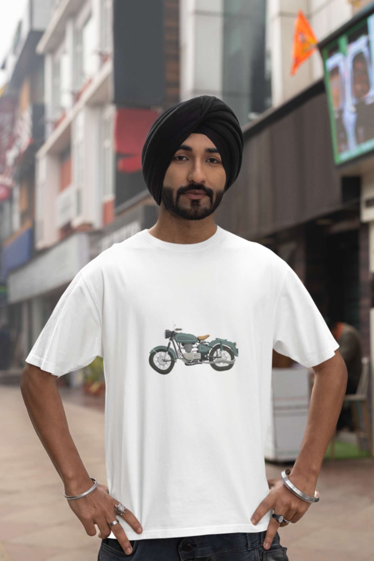 "Classic Bullet Bike" round neck half sleeves cotton T-shirts.