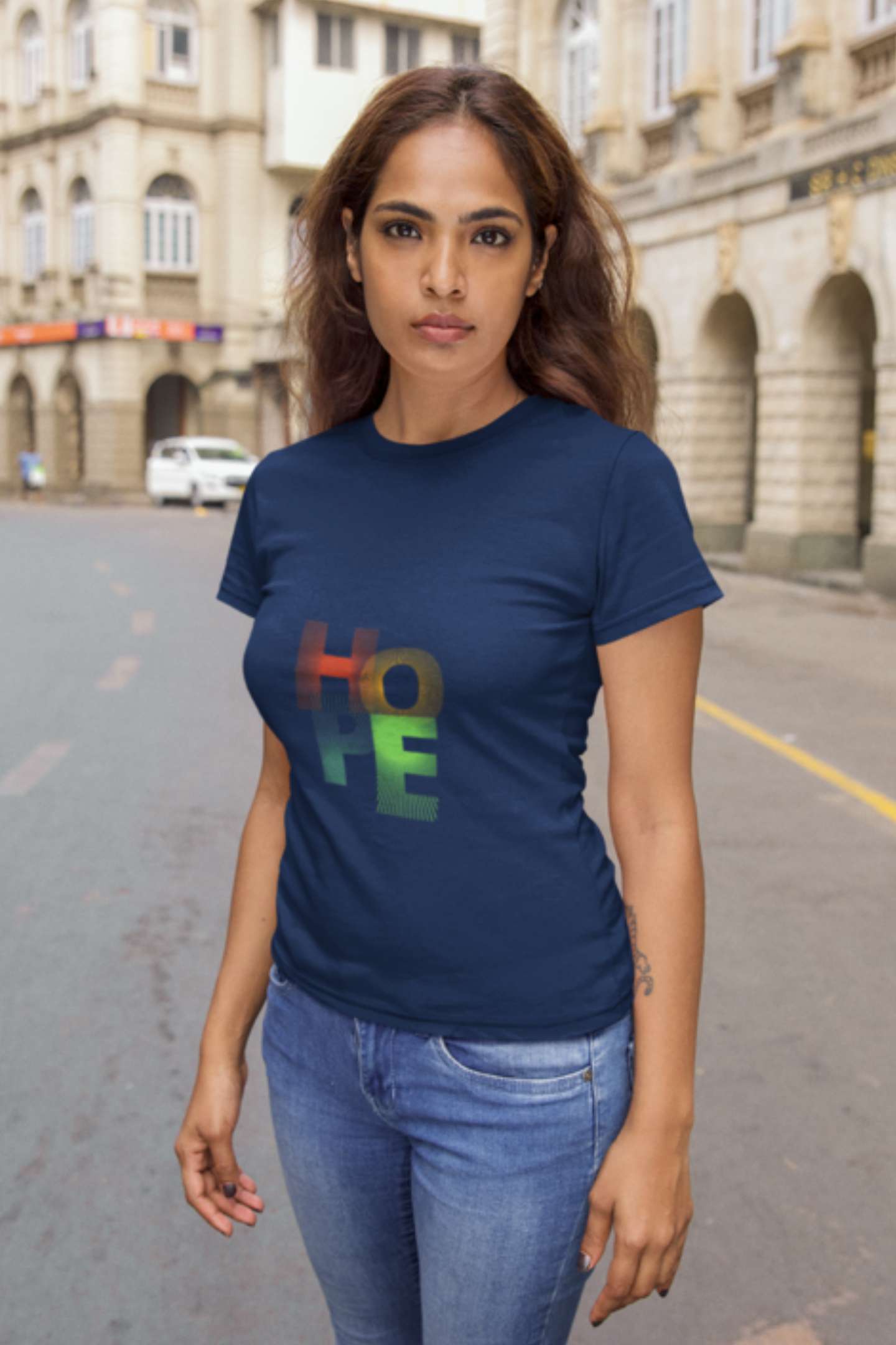 "Hope" Classic round neck half sleeves cotton T-shirts.