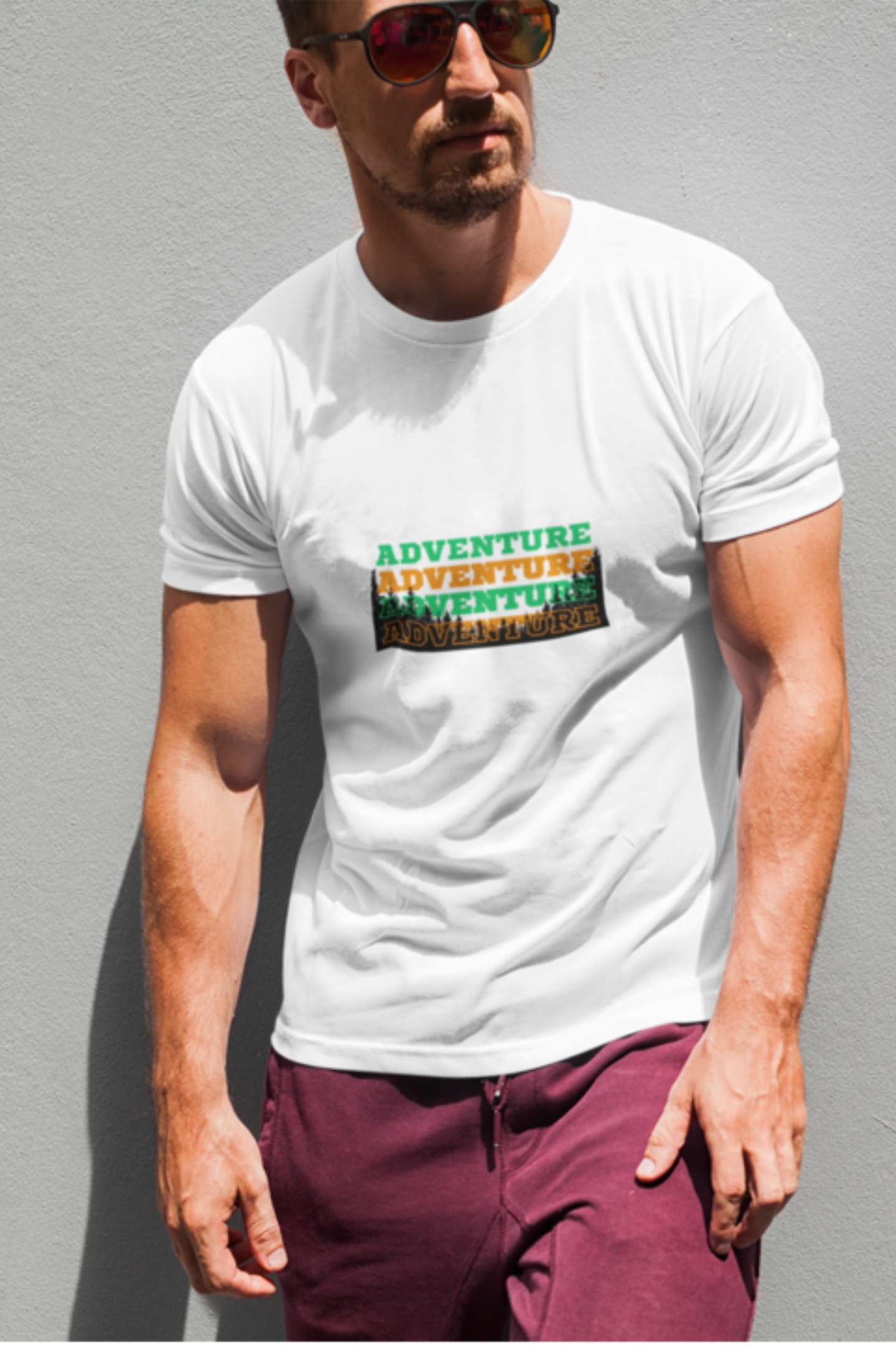 "Adventure" Classic round neck half sleeves cotton T-shirts.