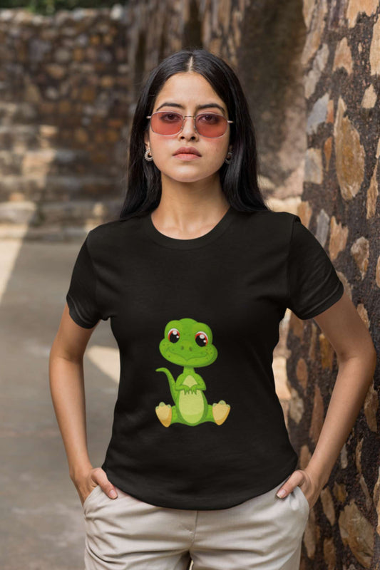 "Baby Dinosaur" Classic round neck half sleeves cotton T-shirts.