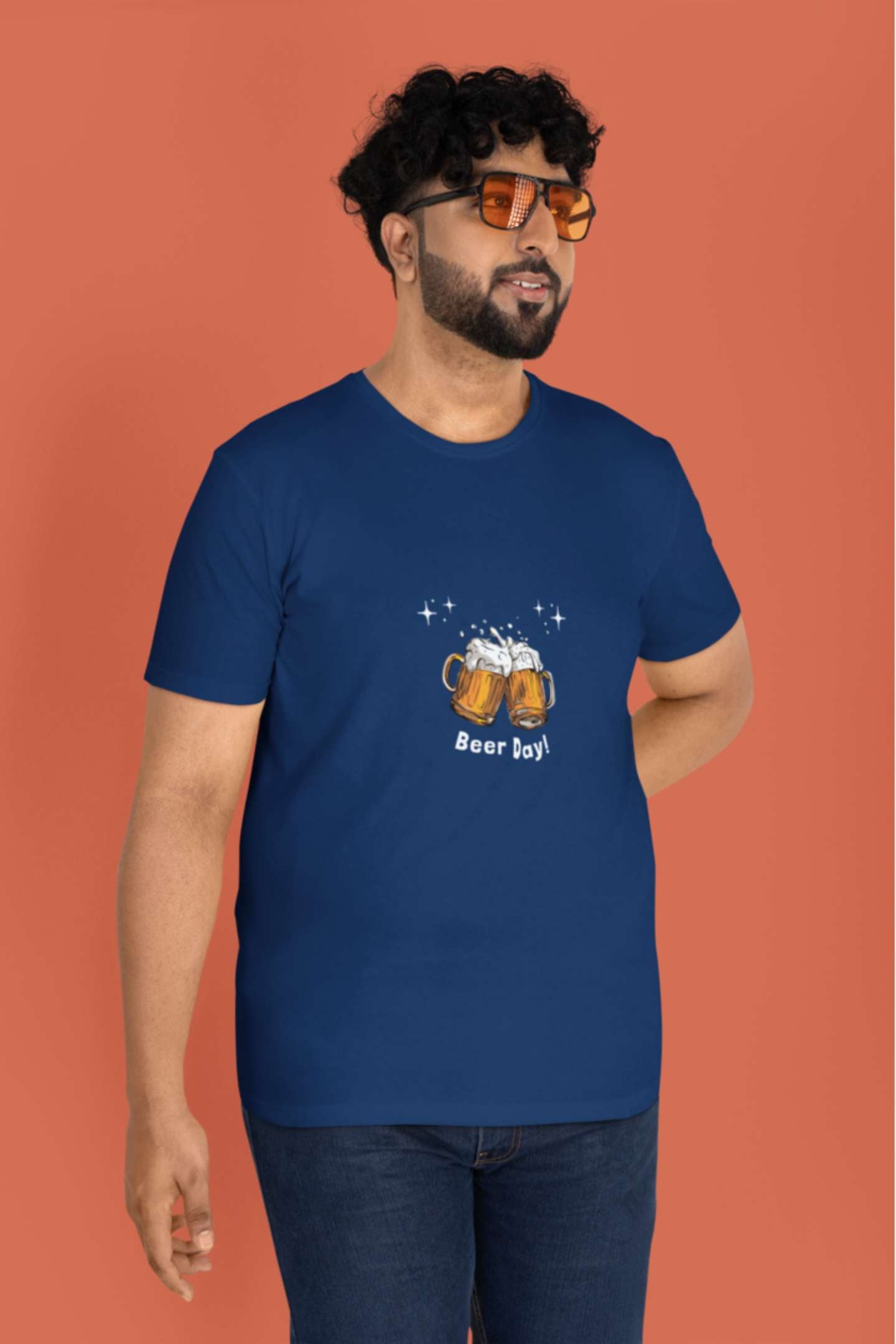 'Beer Day' Classic round neck half sleeves cotton T-shirts.