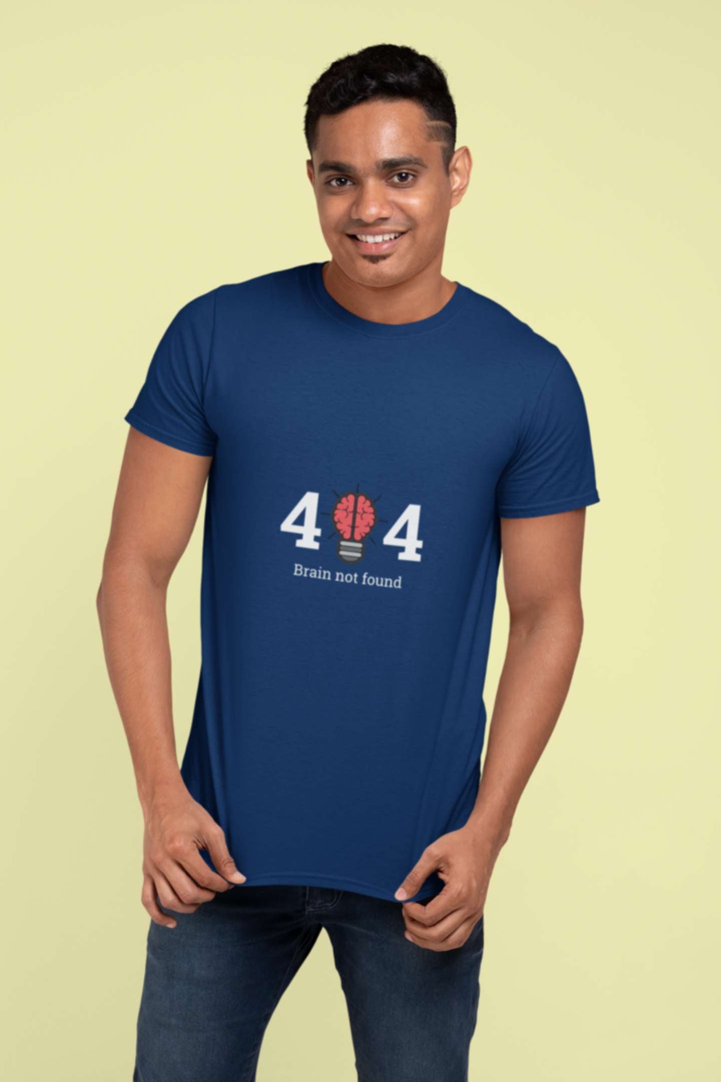 '404' Classic round neck half sleeves cotton T-shirts.