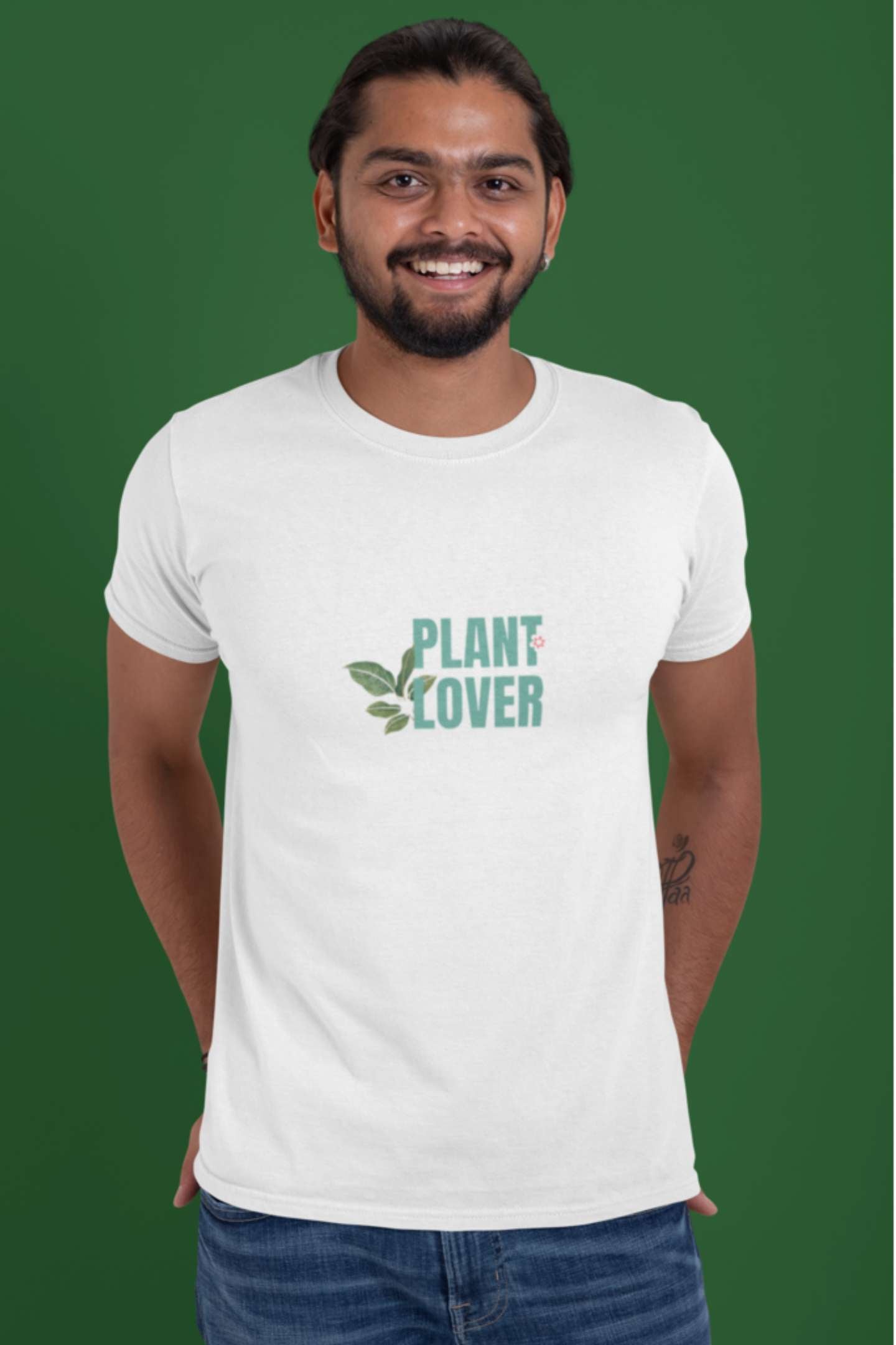 'Plant Lover' Classic round neck half sleeves cotton T-shirts.