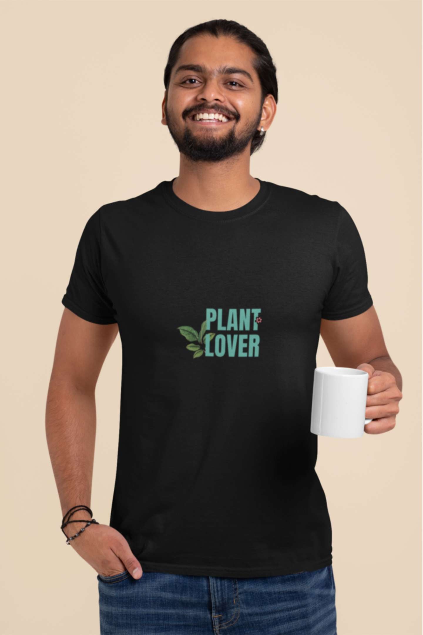 'Plant Lover' Classic round neck half sleeves cotton T-shirts.